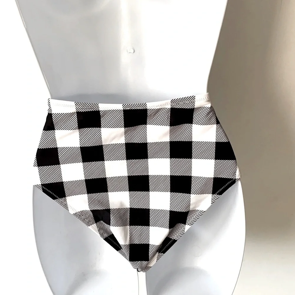 Cupshe‎ Black & White High Waisted Bikini Bottom, S